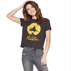 NWT Disney Aladdin black crop T shirt retro style